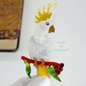 Acrylic cockatoo brooch pin